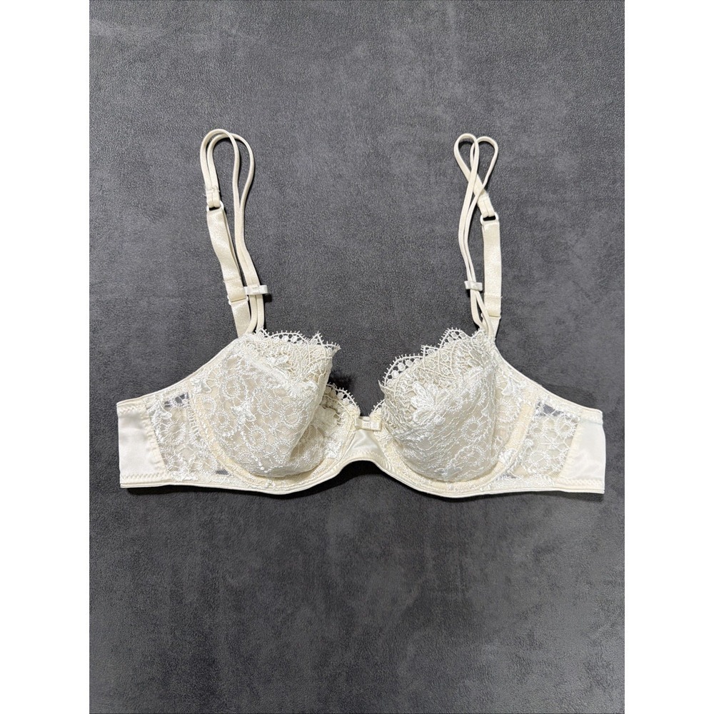 Vintage Chantelle Lace Demi Bra 2632 Underwire Ivory Size 34B
